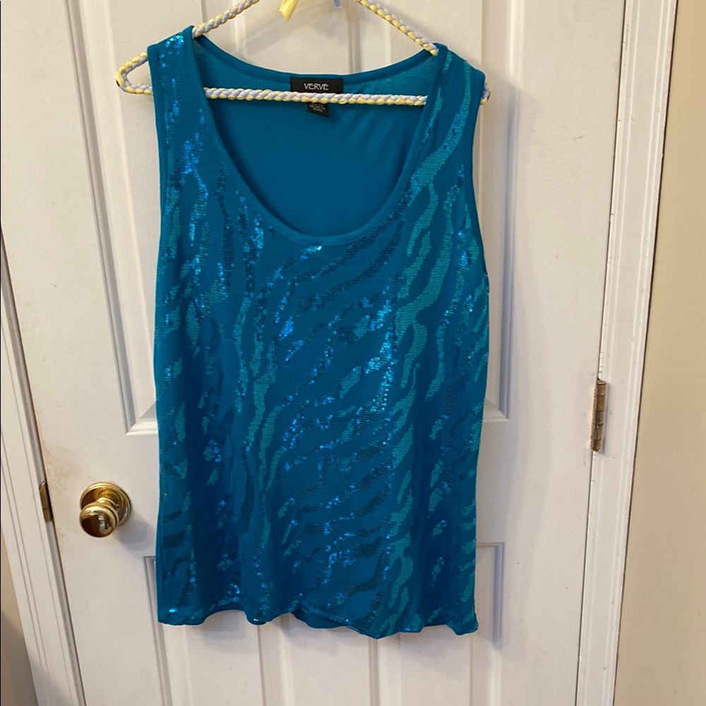 Verve Teal Blue Sequin Women's Top